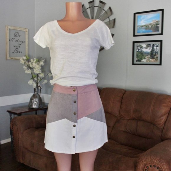 NWT She & Sky Corduroy Color Block Skirt - Picture 7 of 7